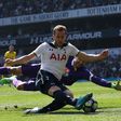 Tottenham Hotspur's Harry Kane shoots past Watford's goalkeeper Heurelho Gomes but fails to score during their English Premier League match, at White Hart Lane in London, on April 8, 2017