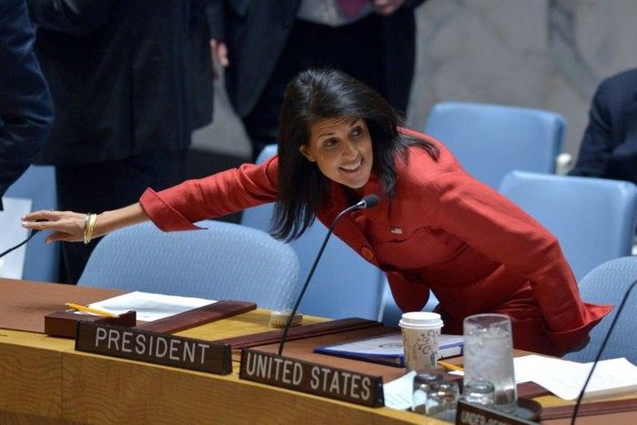 Washington UN envoy Nikki Haley told reporters that China is pushing Pyongyang through back channels to change its behavior and discussing with the United States the timing of a possible new sanctions resolution