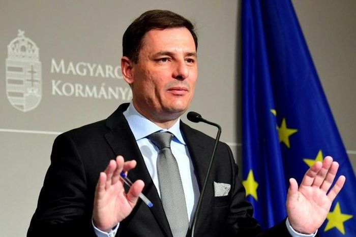 Hungarian minister Bence Tuzson announced the launch of the 'Stop Brussels' questionnaire during a press conference in Budapest, on April 1, 2017