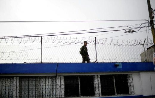 A soldier guards the correctional centre for minors, 'Las Gaviotas', in Guatemala City on July 7, 2015