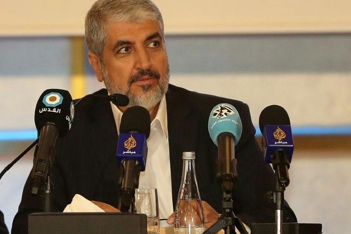 Exiled Hamas leader Khaled Meshaal speaks in the Qatari capital, Doha on May 1, 2017
