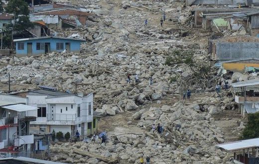 Aerial view of the extensive damage caused by mudslides as a result of heavy rains, in Mocoa, Putumayo department, Colombia on April 3, 2017
