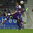 Toulouse's Andy Delort (C) scores a goal during their French Ligue 1 match against Bastia, at the Municipal Stadium in Toulouse, on February 11, 2017