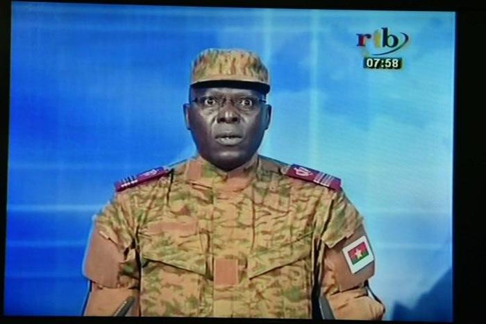 Colonel Mamadou Bamba announce last year's abortive coup on September 17, 2015, reading a statement saying the army had seized control from a transitional government which took office after former president Blaise Compaore fled to Ivory Coast