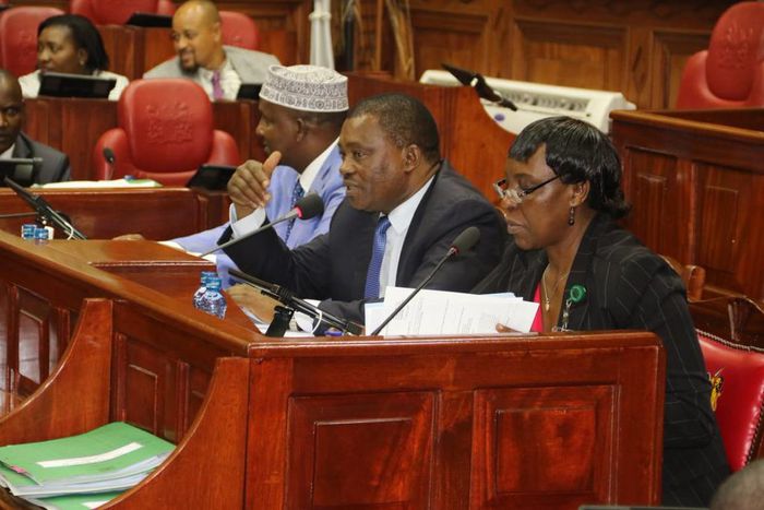 National Assembly Speaker Justin Muturi chairs the Committee on Appointments during the vetting of Education CS George Magoha (Twitter)
