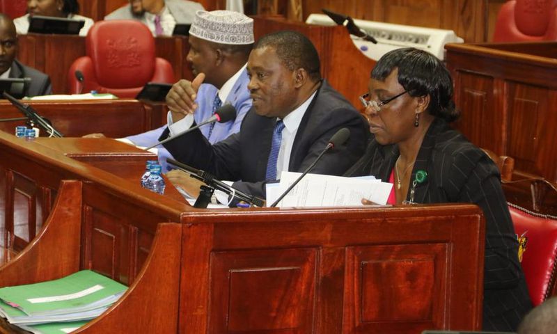 National Assembly Speaker Justin Muturi chairs the Committee on Appointments during the vetting of Education CS George Magoha (Twitter)