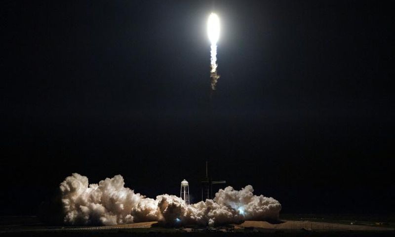 SpaceX's Dragon capsule docked on the International Space Station 27 hours after its launch from the Kennedy Space Center at Cape Canaveral in Florida