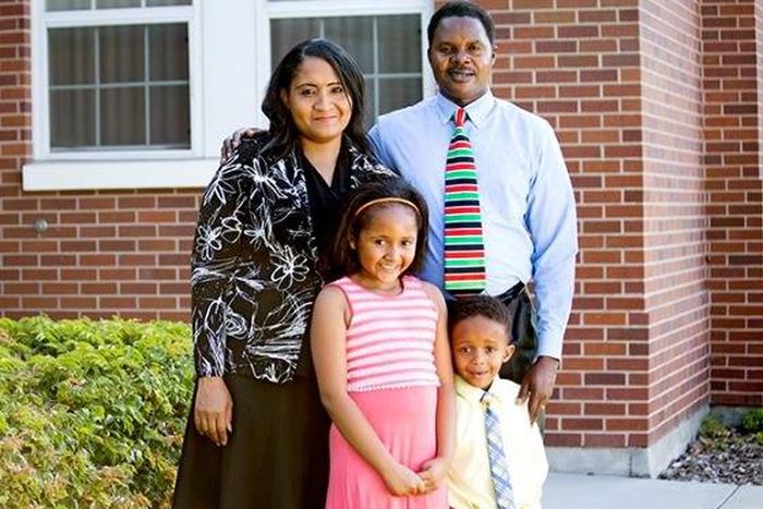 Amram Musungu and his family in the United States.