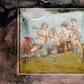 Fresco in the House of the Chaste Lovers, a rich baker's home, with garden, stables, mill and a sumptuous fresco of a tender kiss, in the ancient Roman city of Pompeii