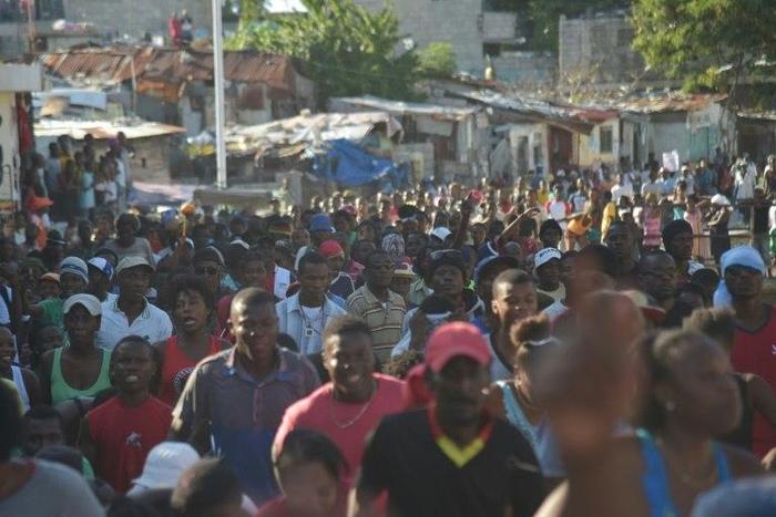Supporters of losing presidential candidate Maryse Narcisse march in the Haitian capital Port-au-Prince to protest the election of Jovenel Moise as president