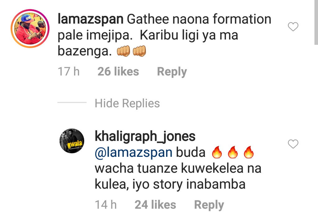 Lamaz’s conversation with Khaligraph Jones (Instagram)