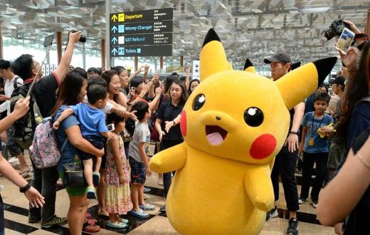 Mascot Pikachu of the Pokemon Go virtual reality game, which has become a worldwide sensation