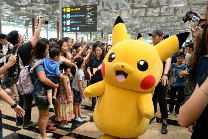 Mascot Pikachu of the Pokemon Go virtual reality game, which has become a worldwide sensation