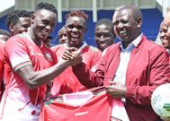 Deputy President William Ruto with Harambee Stars captain Victor Mugubi Wanyama