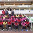 The players who went through the first phase of the camp pose with Harambee Stars Head Coach Stanley Okumbi, Development Coach Terry Boyle, Hull City legend Dean Windass, and Partnerships Executive Andrew Stead.