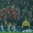 Manchester United's striker Zlatan Ibrahimovic (R) celebrates with teammates after scoring their second goal during the English FA Cup fifth round football match against Blackburn Rovers on February 19, 2017