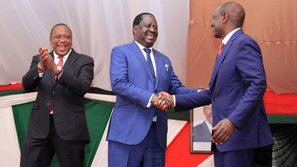 File image of President Uhuru Kenyatta, NASA leader Raila Odinga and DP William Ruto