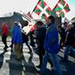 People holding Basque flags demonstrated in December outside Basauri jail near Bilbao for the release of ETA-linked prisoners -- but some relatives of the group's victims strongly oppose detainees being brought closer to home