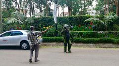 An officer from the Bomb Disposal Unit going to detonate explosives at the DusitD2 complex