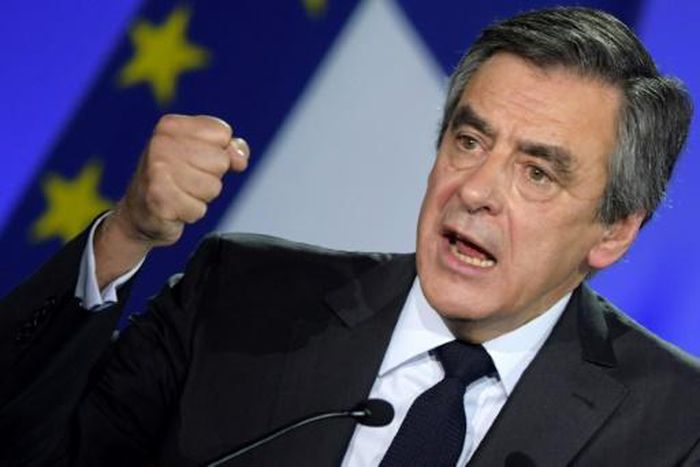 French presidential candidate Francois Fillon speaks during a campaign rally in Paris on January 29, 2017