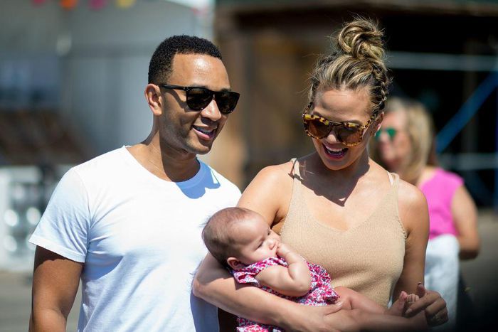 Singer John Legend, his wife Chrissy and baby Luna.