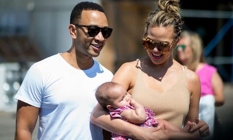 Singer John Legend, his wife Chrissy and baby Luna.