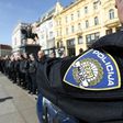 A police officer stands by as supporters of a Croatian far-right party gather in Ban Jelacic Square in downtown Zagreb on February 26, 2017