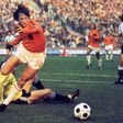 Dutch midfielder and football legend Johann Cruyff, pictured in 1974 during the World Cup quarter-final against Argentina, which the Netherlands won 4-0