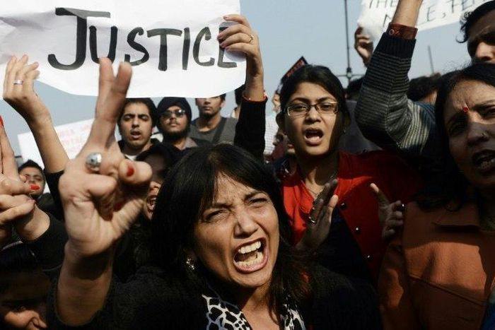 In 2012, demonstrators in New Delhi at a protest calling for better safety for women following the gang rape of a student