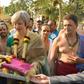 Britain's Prime Minister, Theresa May (R) is on a charm ofensive in Bangalore, India's tech on November 8, 2016