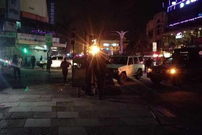 Scene at Latema/Tom Mboya junction where there was an explosion on Saturday.  Courtesy)