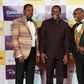 Host of the night Mwaniki Mageria, CEO of Kenya Films Classification Board Ezekiel Mutua and Kangethe Mungai of Riverwoods Ensemble at the red carpet.