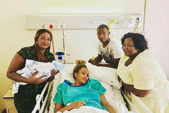 hours after Zari welcomed her last born, Riaz