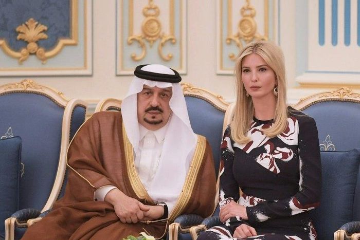 Ivanka Trump is seen at a ceremony where her father US President Donald Trump received the Order of Abdulaziz al-Saud medal from Saudi King Salman at the Saudi Royal Court in Riyadh on May 20, 2017