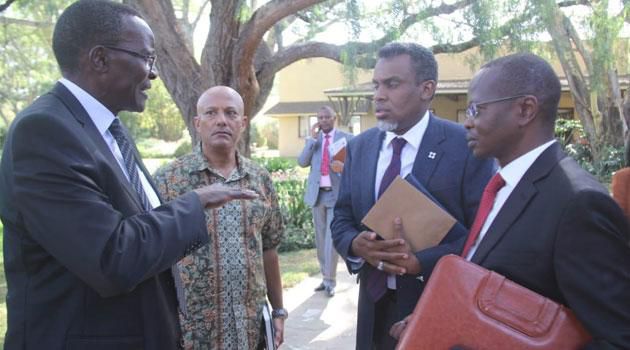 CJ David Maraga with DPP Noordin Haji, EAC CEO Twalib Mbarak and Outgoing IG Joseph Boinnet