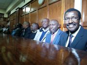 File image of former KPLC boss Ben Chumo with others in court on over corruption