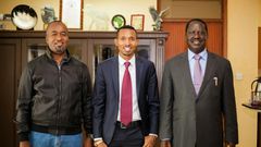 Mombasa Governor Hassan Joho, Mohammed Ali and ODM leader Raila Odinga (Twitter )