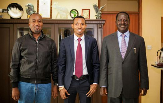 Mombasa Governor Hassan Joho, Mohammed Ali and ODM leader Raila Odinga (Twitter )
