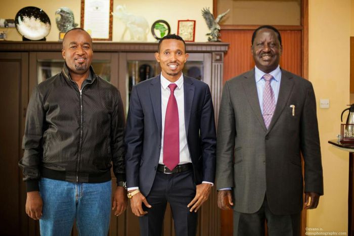 Mombasa Governor Hassan Joho, Mohammed Ali and ODM leader Raila Odinga