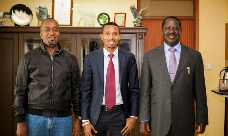 Mombasa Governor Hassan Joho, Mohammed Ali and ODM leader Raila Odinga (Twitter )