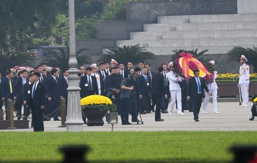 North Korean leader Kim Jong Un visits the Ho Chi Minh mausoleum in Hanoi