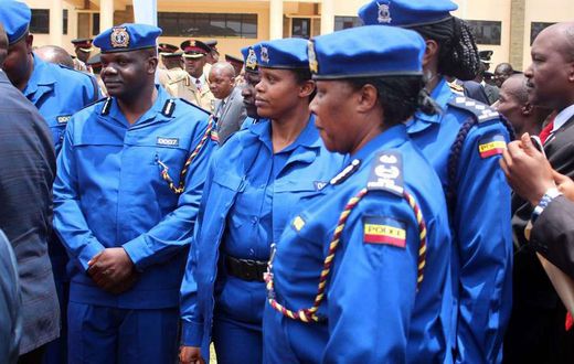 Police officers in the new uniform during the launch of the reforms for National Police Service (NPS)