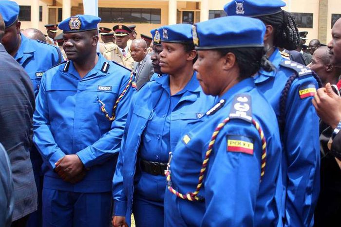 Police officers in the new uniform during the launch of the reforms for National Police Service (NPS)