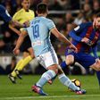Barcelona's forward Lionel Messi (R) vies with Celta Vigo's defender Jonny Castro during the Spanish league football match FC Barcelona vs RC Celta de Vigo at the Camp Nou stadium in Barcelona on March 4, 2017