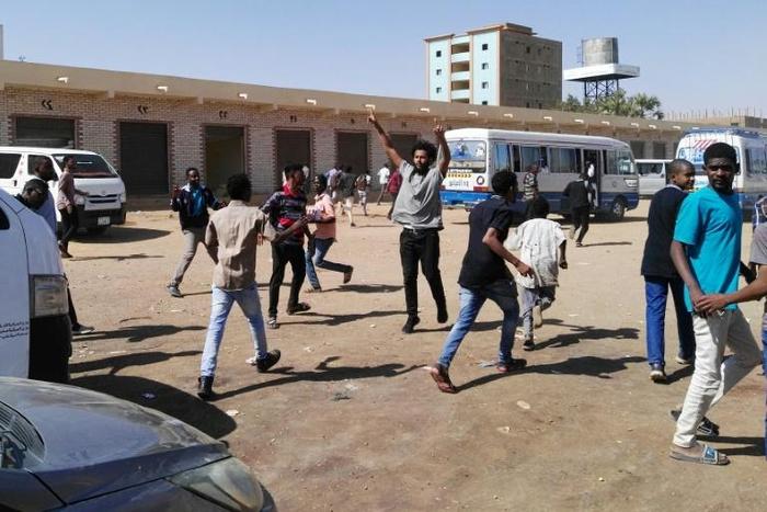 A file picture taken on January 13, 2019 shows anti-government demonstrators in the Sudanese capital Khartoum