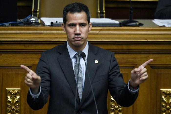Venezuelan opposition leader and self-proclaimed acting president Juan Guaido during a session of the Venezuelan National Assembly in Caracas on March 6, 2019