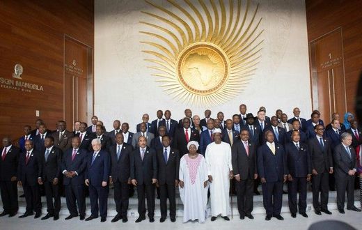 African Heads of State pose for a group photo ahead of the start of the 28th African Union summit in Addis Ababa on January 30, 2017