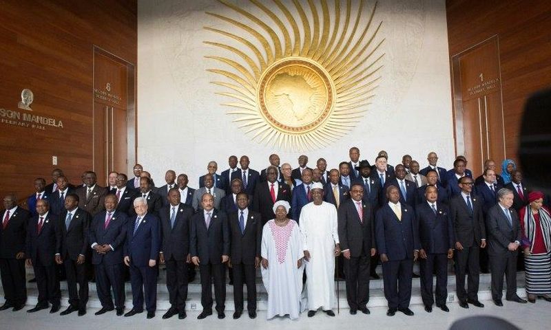 African Heads of State pose for a group photo ahead of the start of the 28th African Union summit in Addis Ababa on January 30, 2017