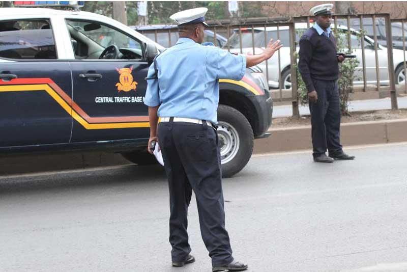 Police stopping vehicles along Thika Road. Thika Bound Service Road at Ruaraka Interchange to be closed on Saturday and Sunday