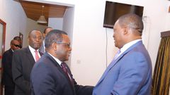Senate Speaker Ken Lusaka with National Assembly Speaker Justin Muturi after they signed document to establish East African Parliamentary Institute (Twitter)